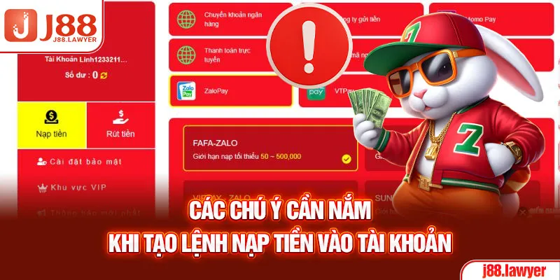 Các chú ý cần nắm khi tạo lệnh nạp tiền vào tài khoản